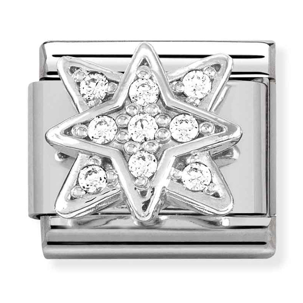 NOM-330304 45 COMP Classic SYMBOLS st/steel, CZ & silver 925 (Wind Rose Star)