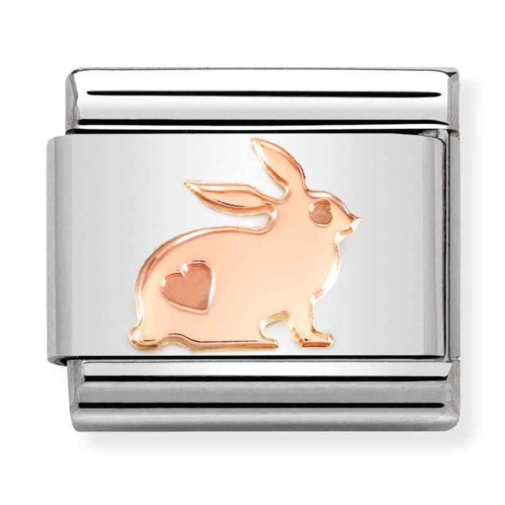 NOM-430104 50 COMP Classic SYMBOLS st/steel & 9ct rose gold (Rabbit with Heart)