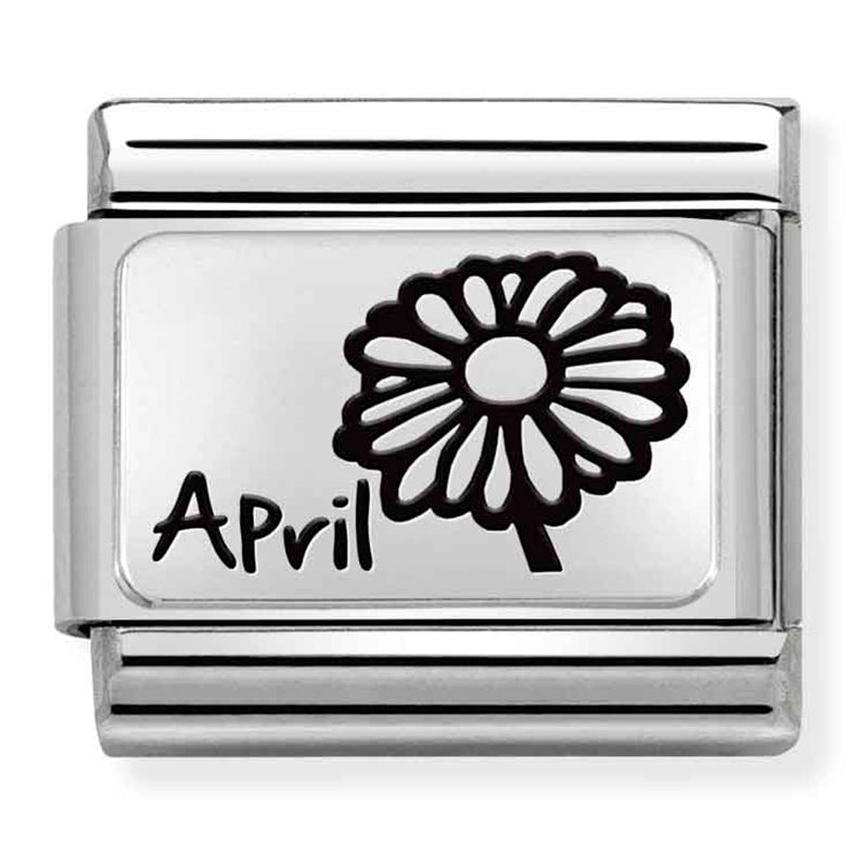 NOM-330112 16 COMP Classic MONTH FLOWER PLATES (IC) steel and 925 silver April