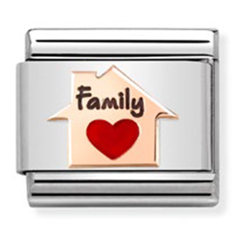 NOM-430202 11 COMP Classic SYMBOLS st/steel, 9ct rose gold & enamel (Red Heart House)