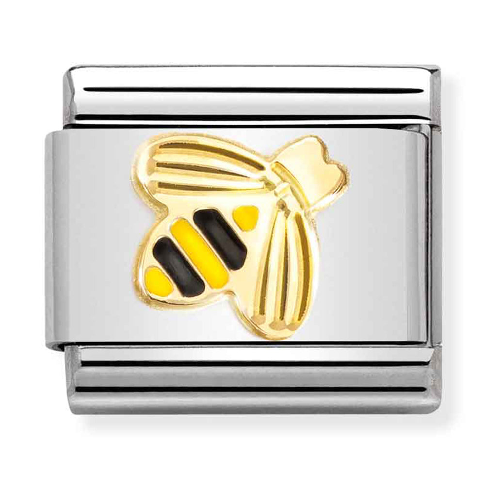 NOM-030285 64 COMP Classic SYMBOLS st/steel,enamel & 18ct gold (Etched Yellow & Black Bee)