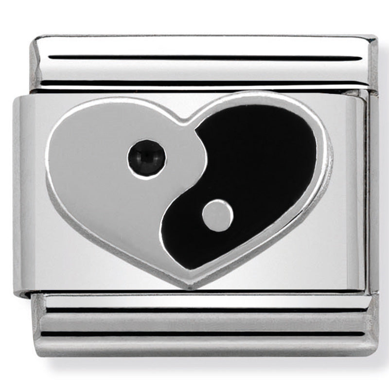 NOM-330202 20 COMP Classic SYMBOLS st/steel, enamel & silver 925 (Yin Yang Heart)
