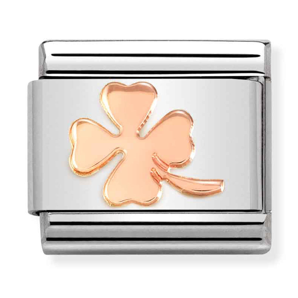 NOM-430104 44 COMP Classic SYMBOLS st/steel & 9ct rose gold (Four-Leaf clover)