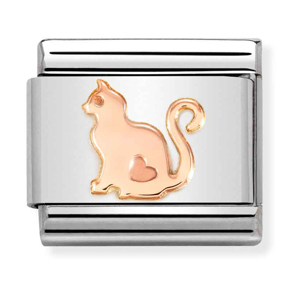 NOM-430104 51 COMP Classic SYMBOLS st/steel & 9ct rose gold (Cat with Heart)