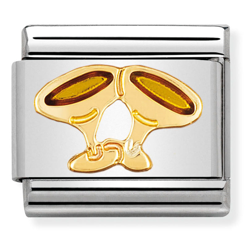 NOM-030209 24 COMP Classic FUN st/steel, enamel & 18ct gold (Champagne glasses)