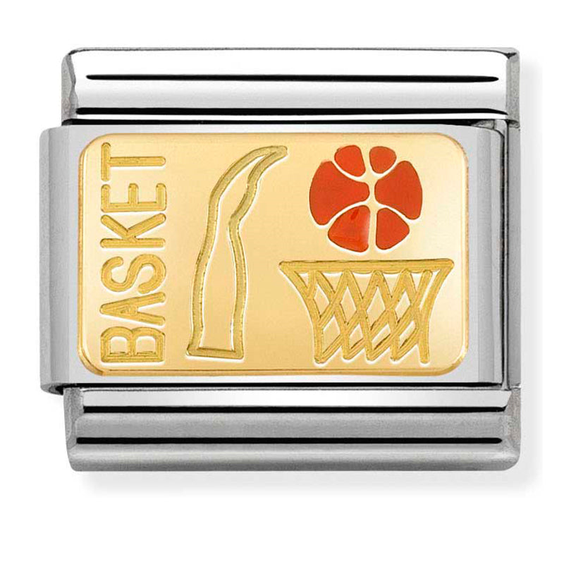 NOM-030287 09 COMP Classic PLATES st/steel, enamel & 18ct gold (Basketball)