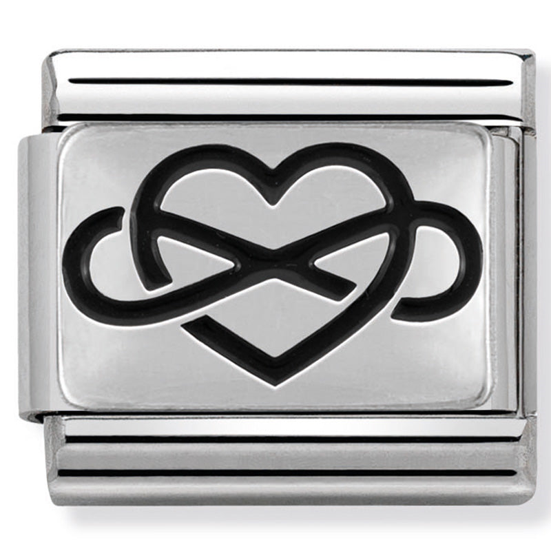 NOM-330102 05 COMP Classic PLATES OXIDISED st/steel & silver 925 (Infinity Heart)