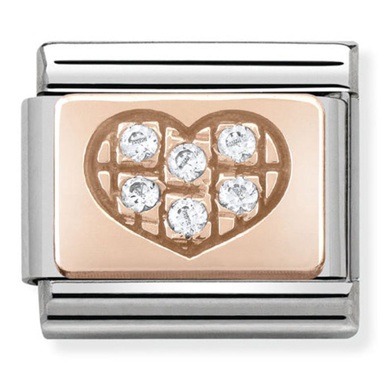 NOM-430302 01- COMP Classic SYMBOL st/steel, cz & 9ct rose gold (White CZ Heart)