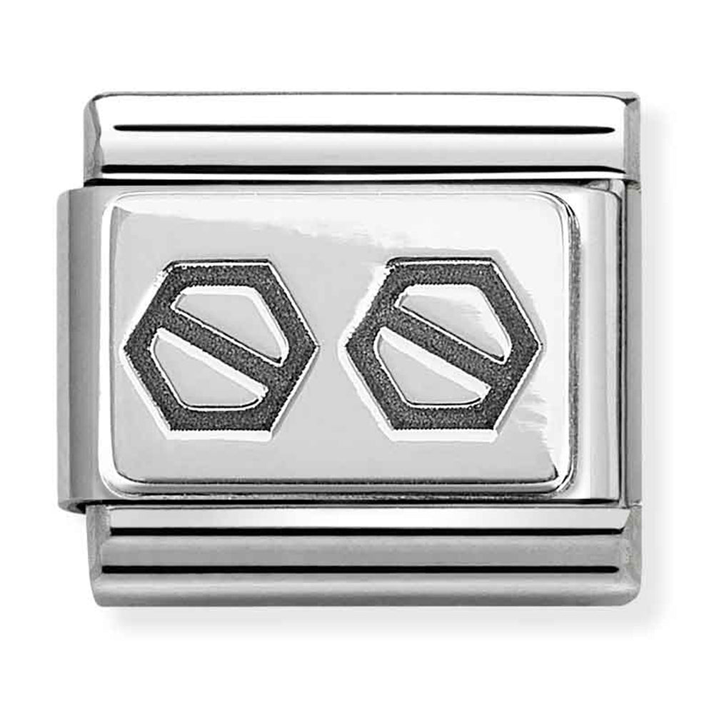 NOM-330102 62 COMP Classic PLATES OXIDISED st/steel & silver 925 (2 Hex Screws)
