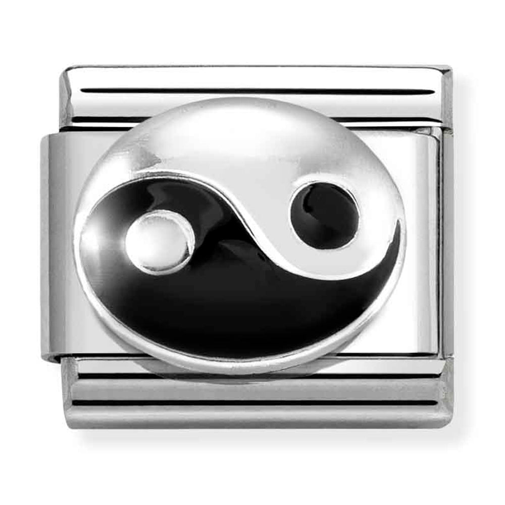 NOM-330204 28 COMP Classic SYMBOLS st/steel, sterling silver & enamel (Yin Yang)