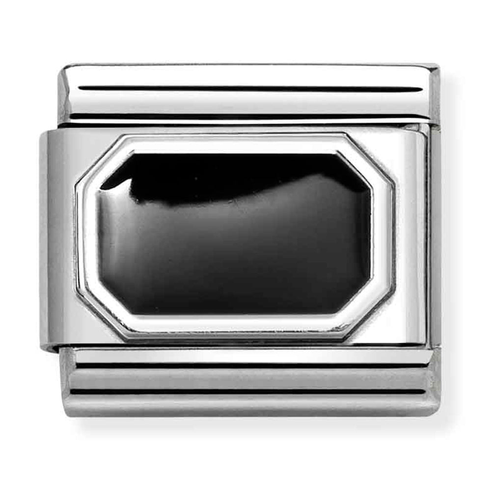 NOM-330206 34 COMP Classic PLATES SYMBOLS in st/steel, 925 silver & enamel (Rectangle Black Enamel)