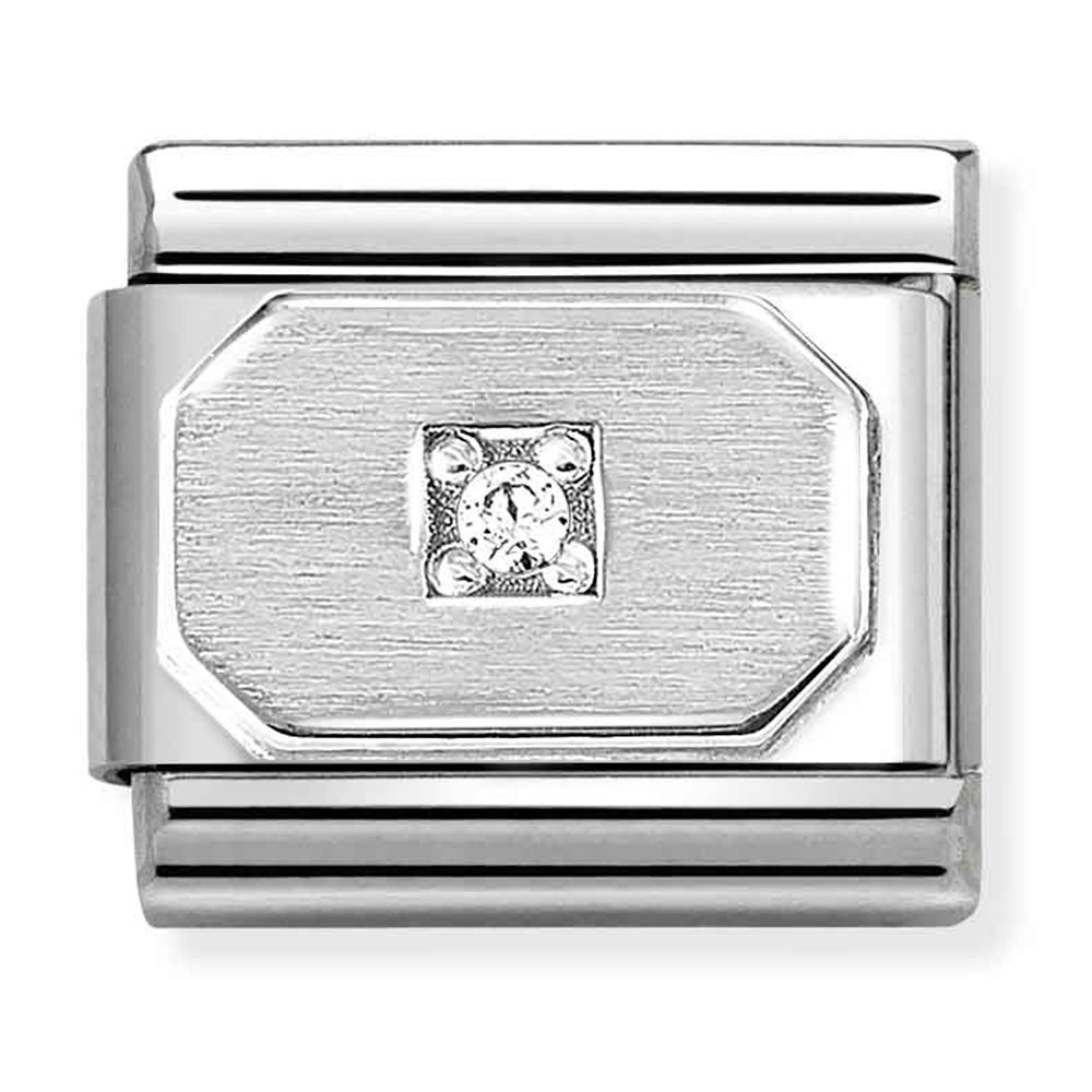 NOM-330311 17 COMP Classic SYMBOLS st/steel, silver 925 & CZ (Rectangle with CZ)