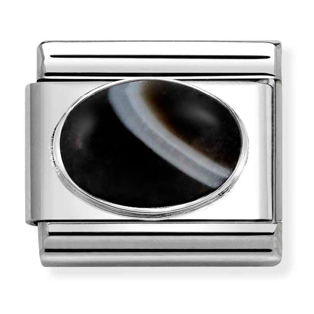 NOM 330510 47 COMP Classic HARD STONES st/steel, 925 silver & BANDED ONYX MATTE
