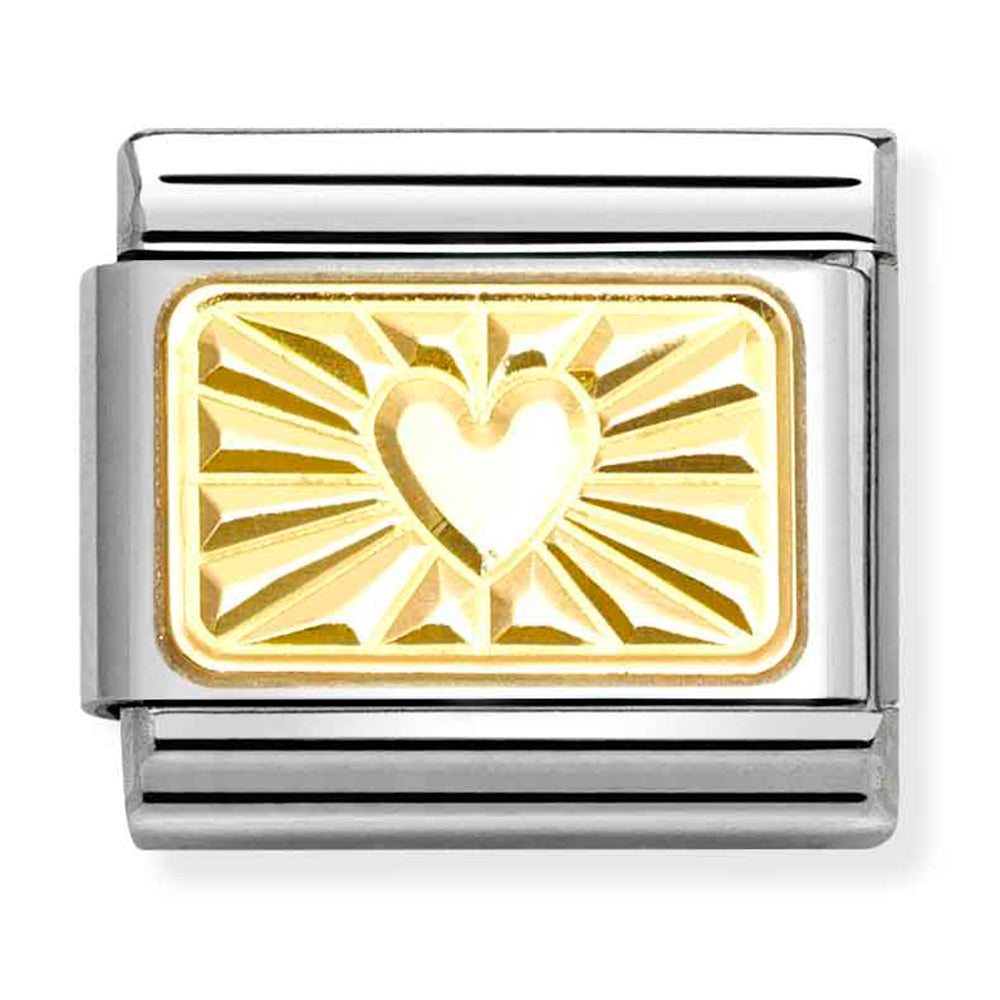 NOM-030121 58 COMP Classic ENGRAVED SIGNS st/steel & 18ct gold (Diamond Heart)