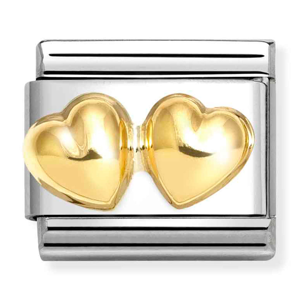 NOM-030116 23 COMP Classic LOVE st/steel & 18ct gold (Double Rounded Hearts) (03011623)