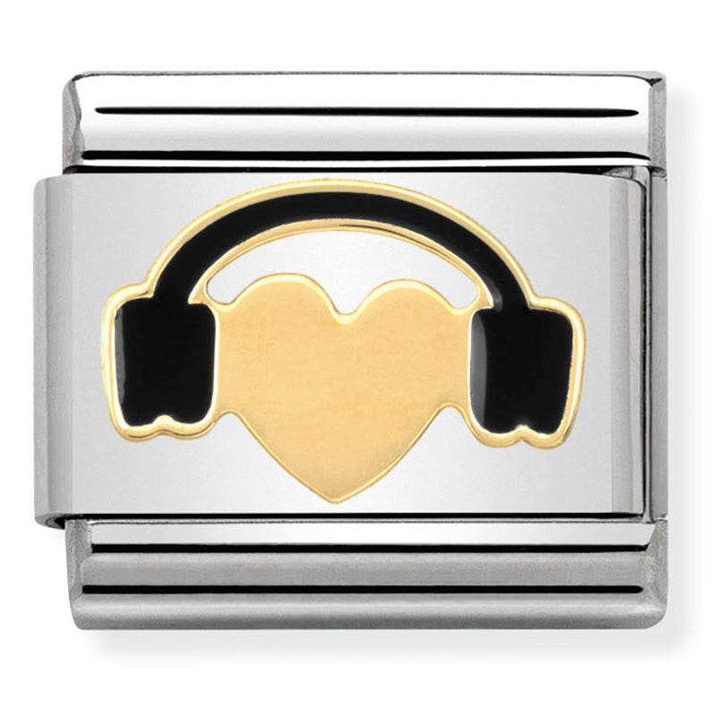 NOM-030283 01 COMP Classic LOVE 2 st/steel, enamel & 18ct gold (Heart with Headsets) (03028301)