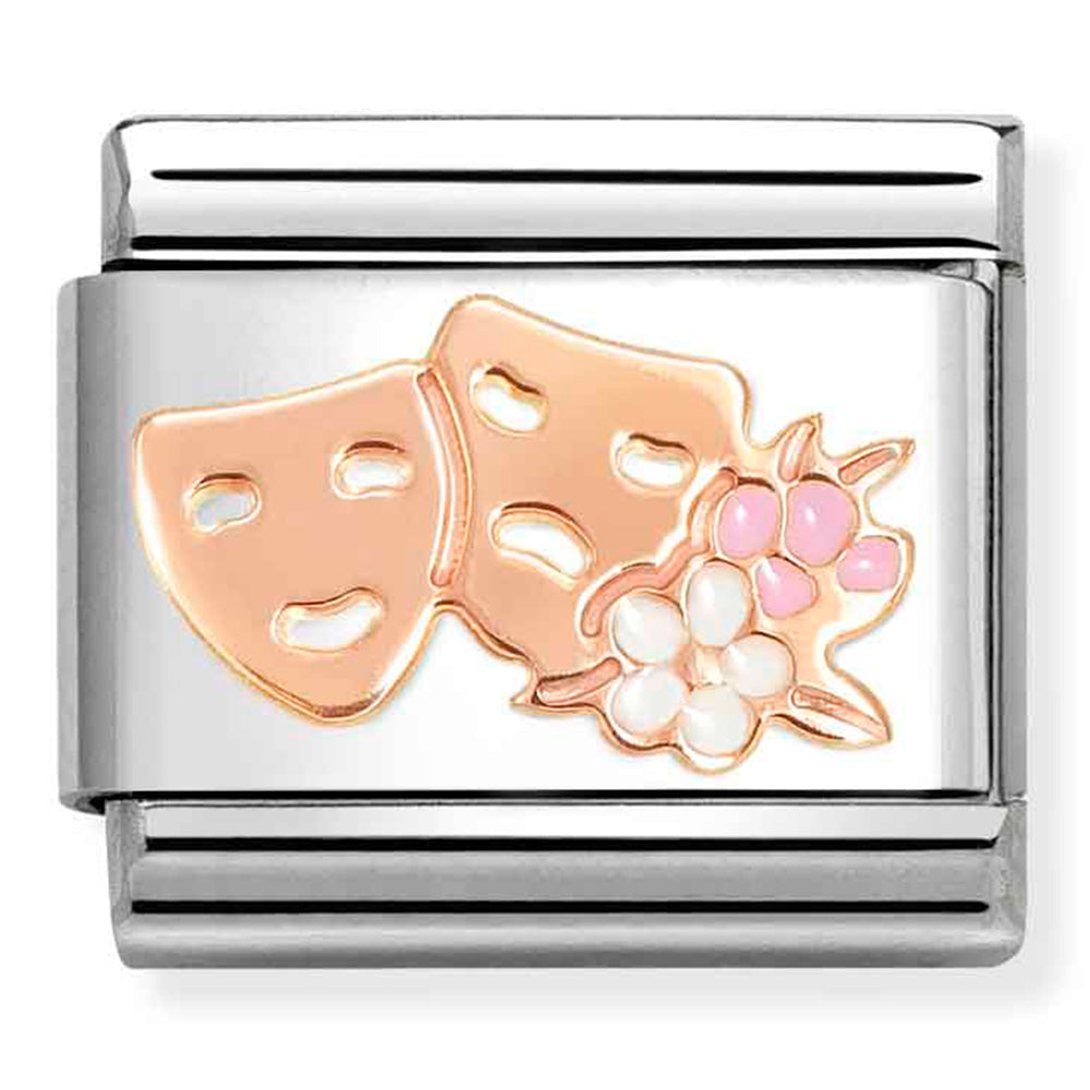 NOM 430202 32 COMP Classic SYMBOLS steel, enamel and 9k rose gold Masks with flowers (43020232)