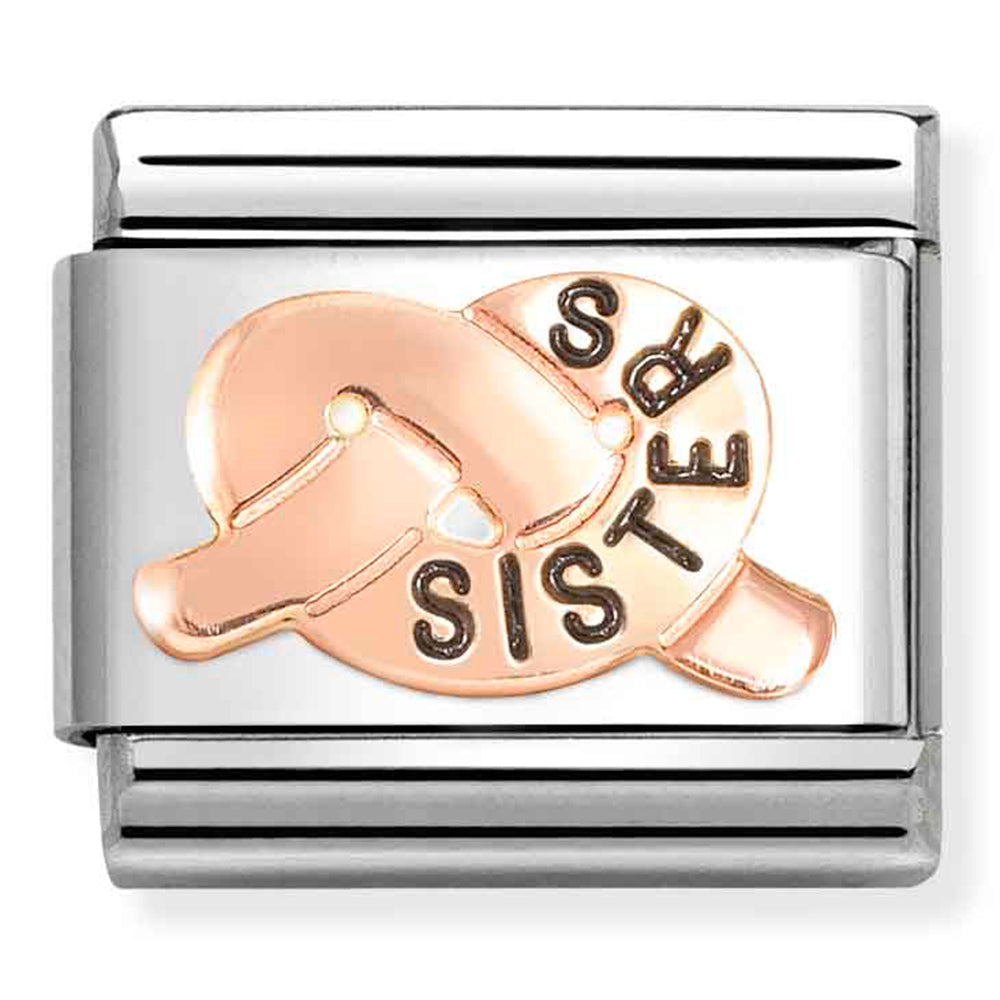 NOM 430202 38 COMP Classic SYMBOLS steel, enamel and 9k rose gold SISTERS knot (43020238)