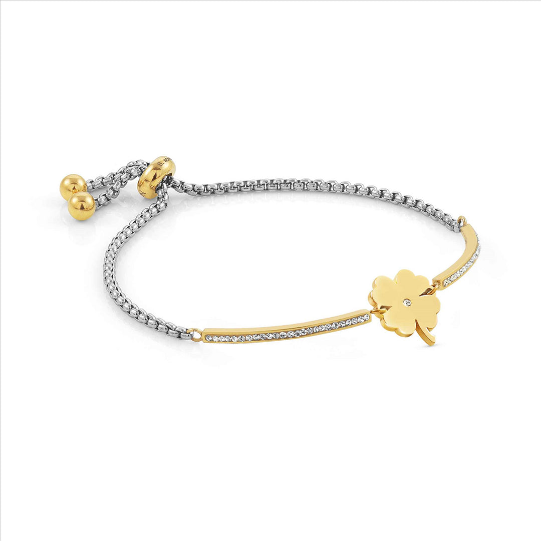 Nom-028006 006 milleluci bracelet in steel and cubic zirconia gold rich (four-leaf clover)