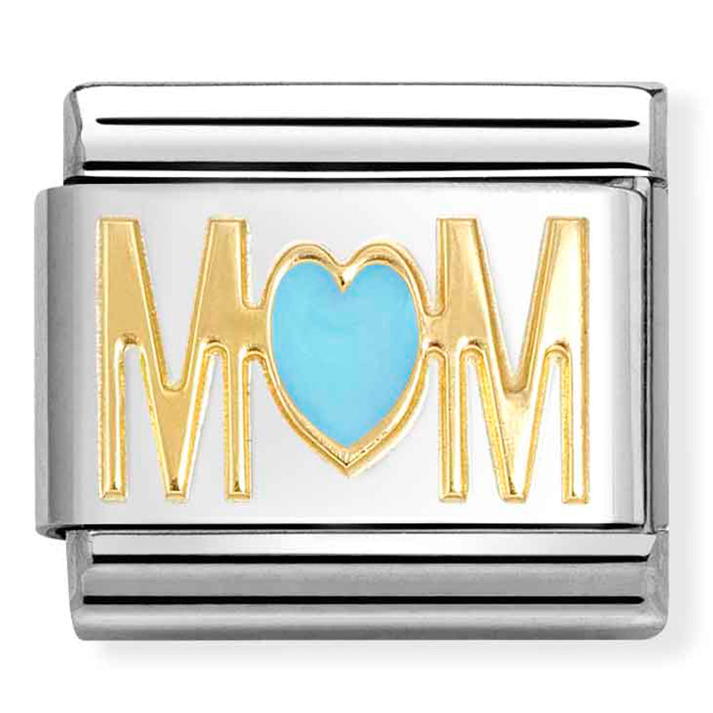 NOM 030272 83 COMP Classic SYMBOLS steel, enamel and 18k gold Mum Light Blue Heart