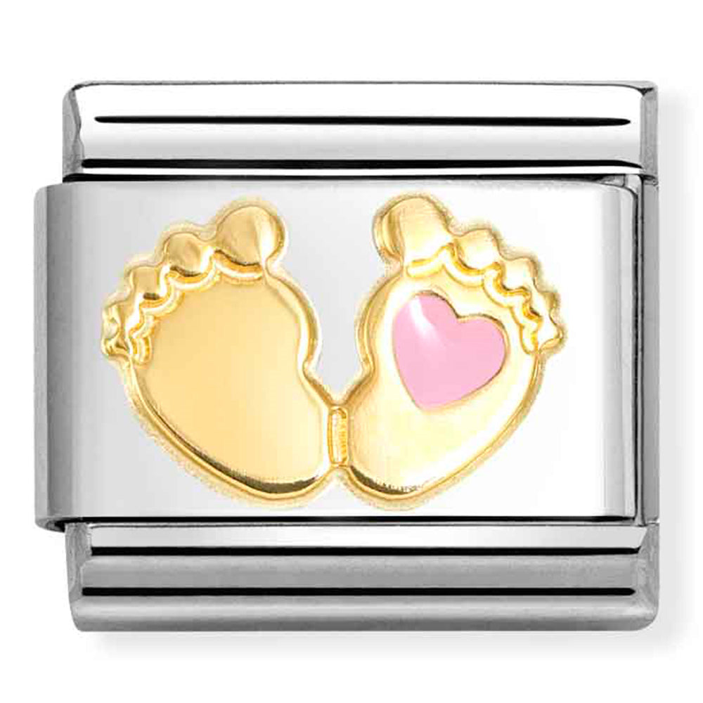 NOM 030272 85 COMP Classic SYMBOLS steel, enamel and 18k gold PINK foot