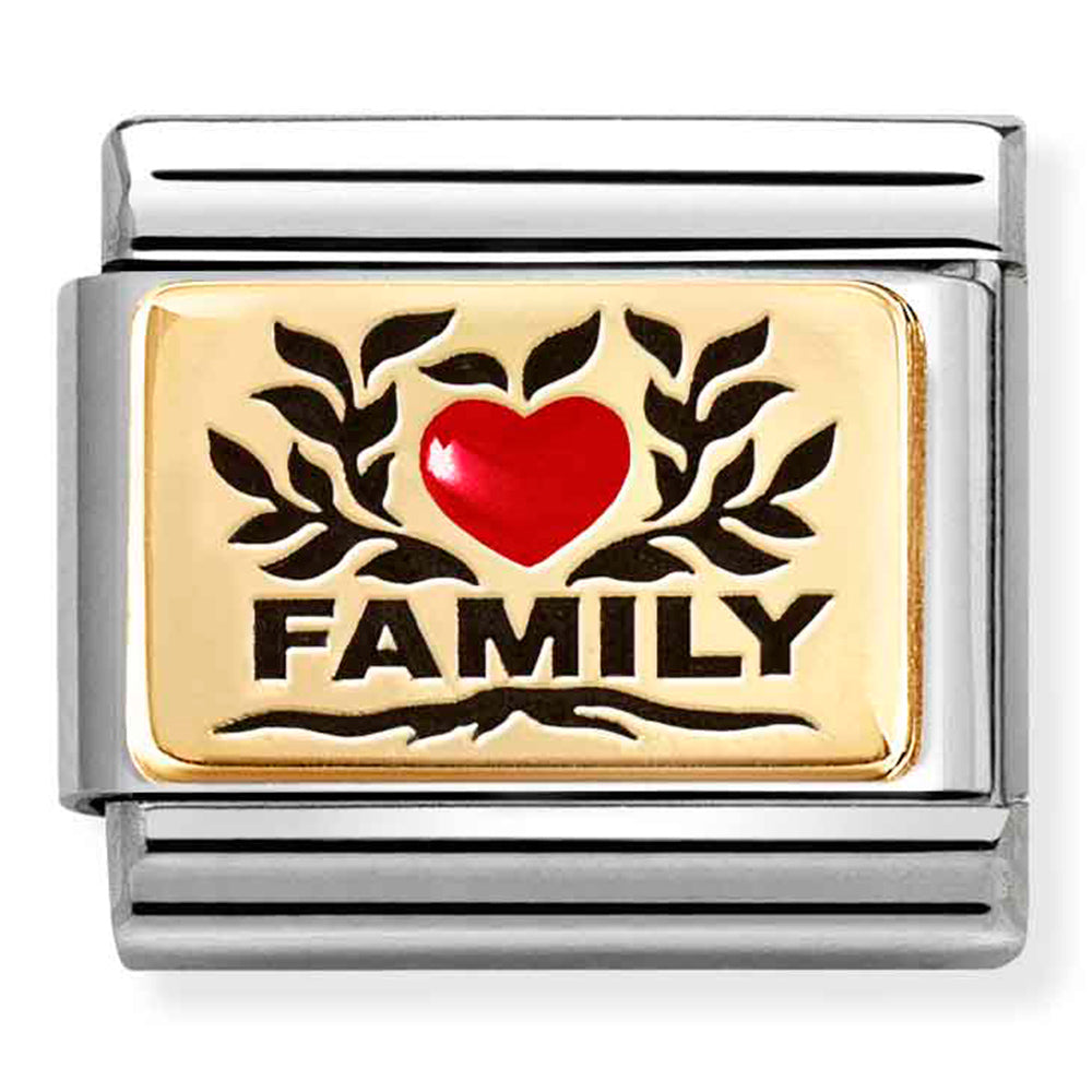 NOM 030289 07 COMP Classic PLATES (IC) in steel, enamel and 18k gold Family red heart