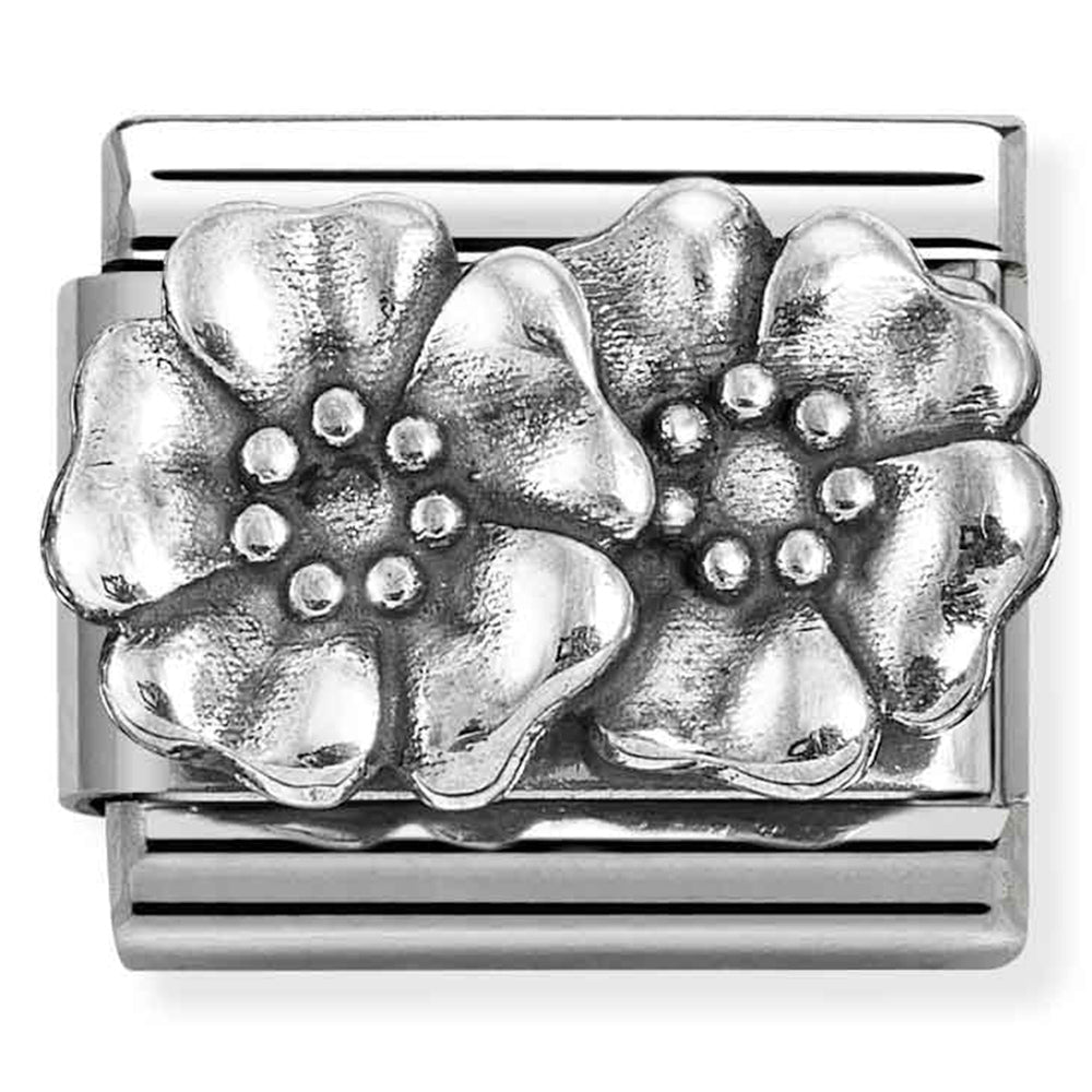 NOM 330101 73 COMP Classic OXIDIZED SYMBOLS in st,steel and 925 sterling silver Flowers