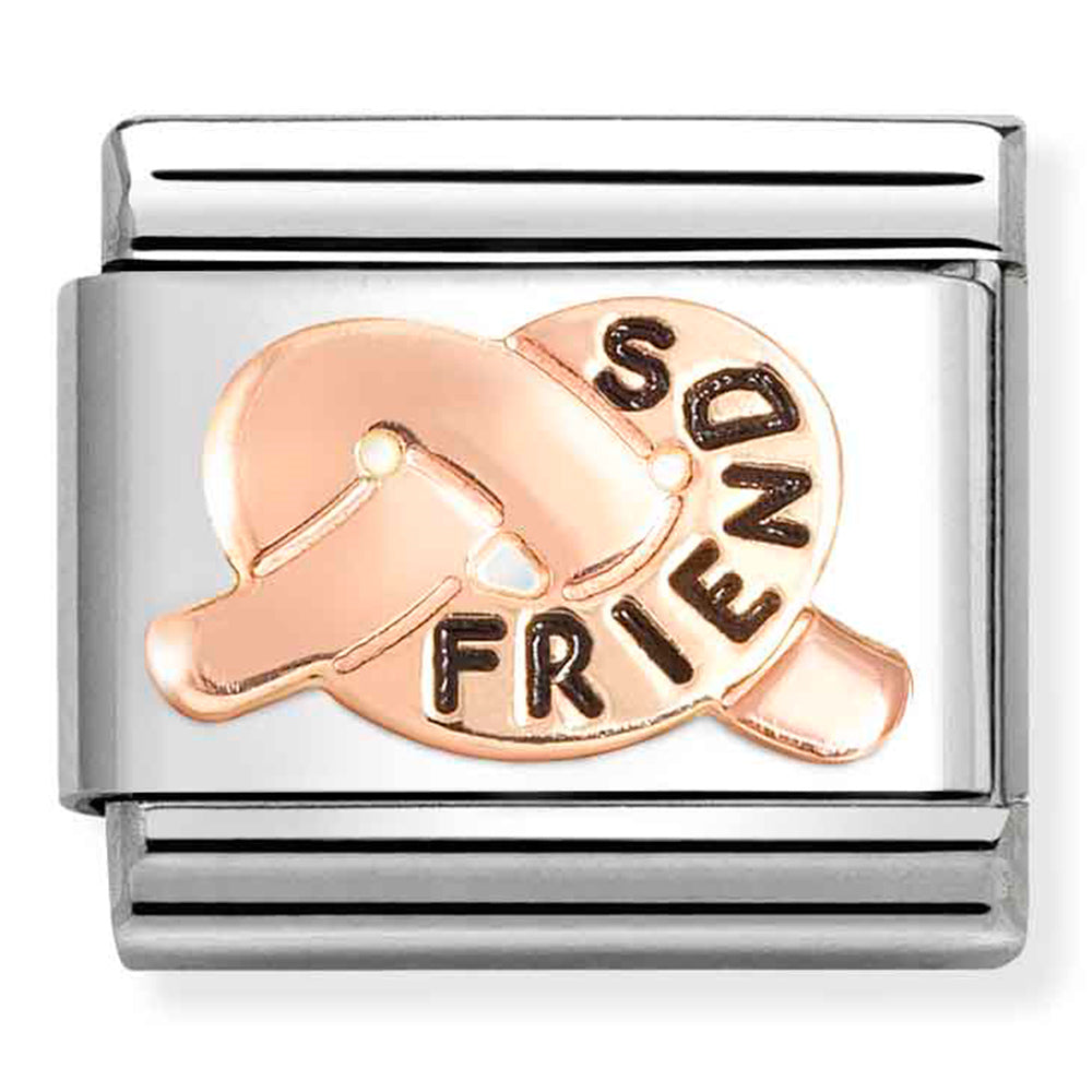Classic Symbols Steel, Enamel And 9 Carat Rose Gold Friends Knot