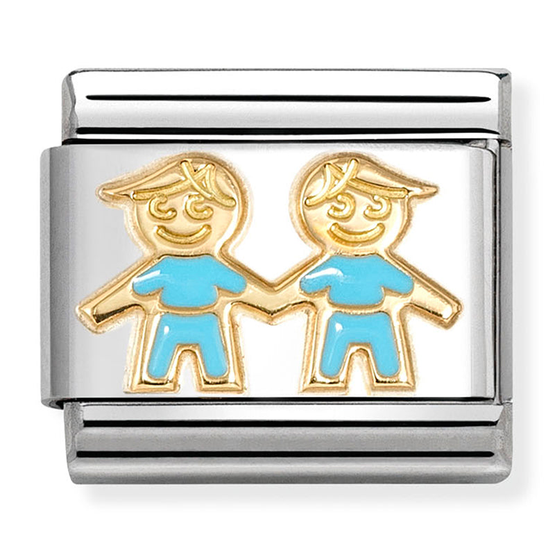 NOM 030272 90 COMP Classic SYMBOLS st/steel, enamel and 18ct gold BLUE brothers