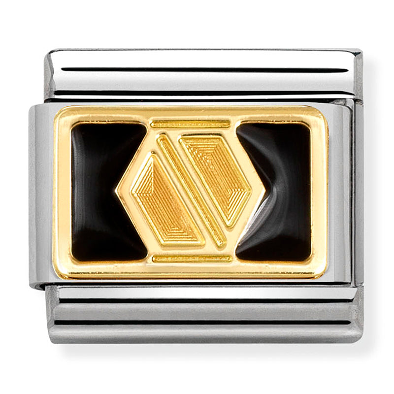 NOM 030284 66 COMP Classic PLATES st/steel, enamel and 18ct gold Screw on black