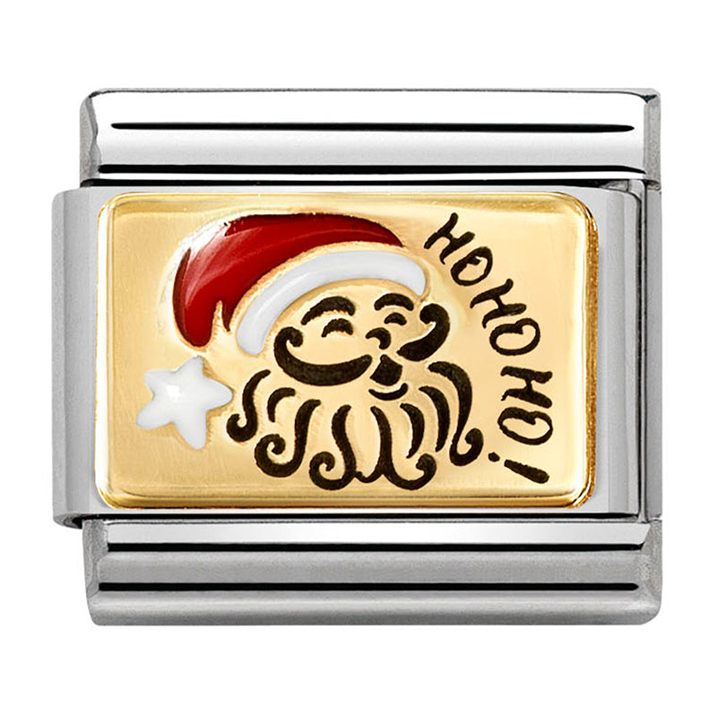 NOM 030289 10 COMP Classic PLATES (IC) in st/steel, enamel and 18ct gold HO HO HO! Santa Claus