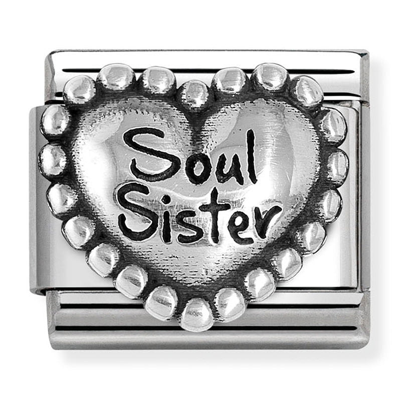 NOM 330101 82 COMP Classic OXIDIZED SYMBOLS in st/steel and 925 sterling silver Heart with dots Soul Sister