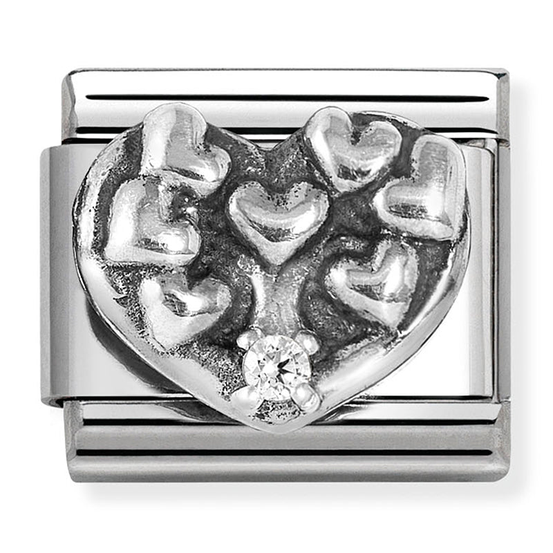 NOM 330311 20 COMP Classic SYMBOLS st/steel, 925 sterling silver, and cz Heart Tree of Life