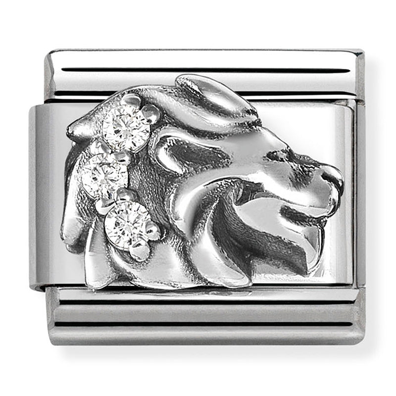 ZODIAC RELIEF st/steel, cz and 925 silver Leo