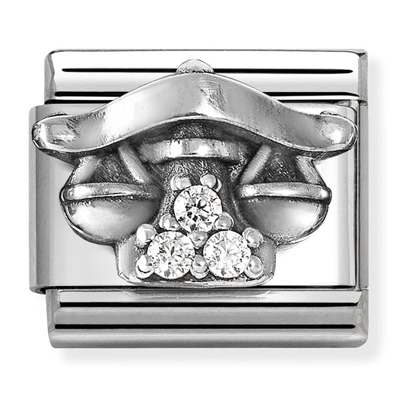 ZODIAC RELIEF st/steel, cz and 925 silver Libra