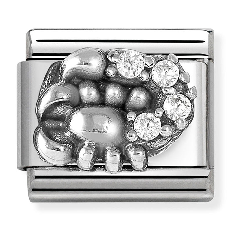 ZODIAC RELIEF st/steel, cz and 925 silver Scorpio
