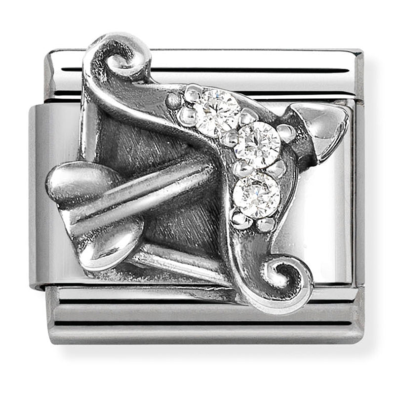 ZODIAC RELIEF st/steel, cz and 925 silver Sagittarius
