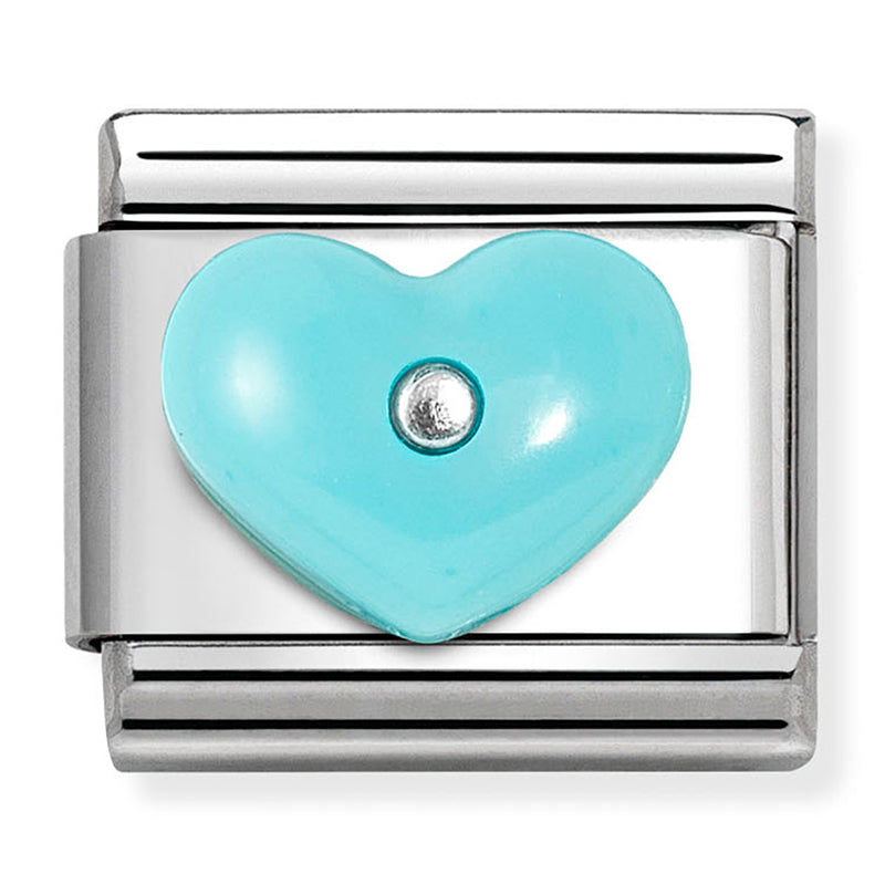 STONE SYMBOLS in st/steel and 925 silver synthetic TURQUOISE heart