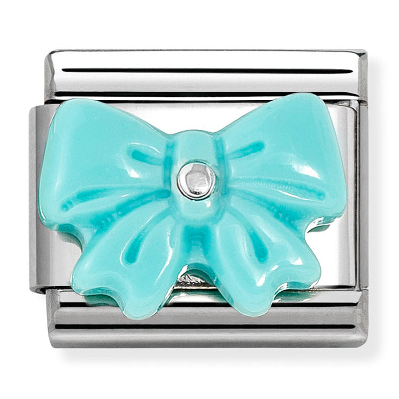 STONE SYMBOLS in st/steel and 925 sterling silver synthetic TURQUOISE RESIN bow
