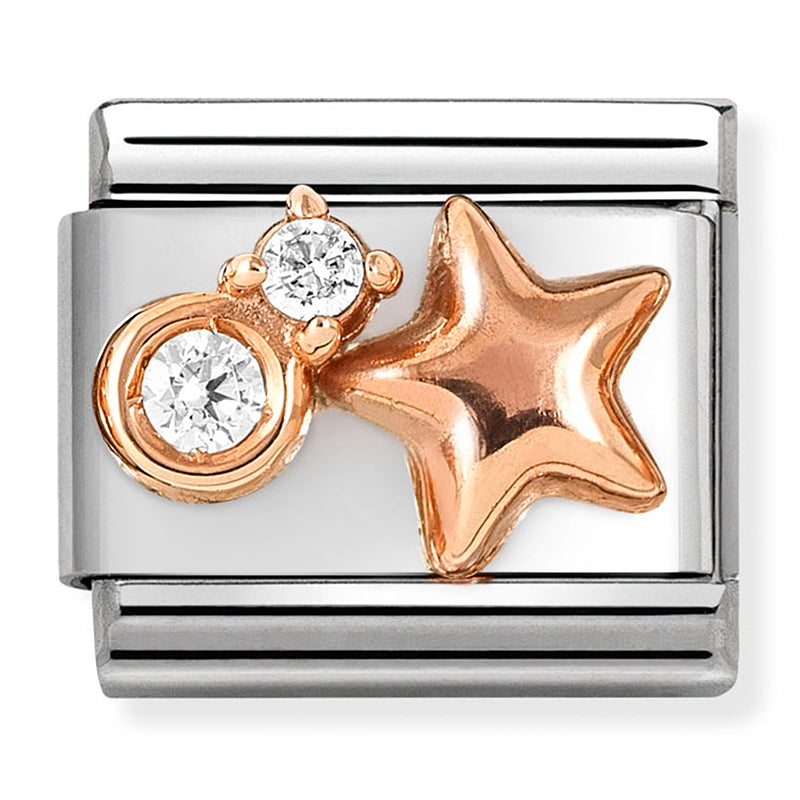 NOM 430305 50 COMP Classic SYMBOL in st/steel with 9ct rose gold and Rounded star with two CZ