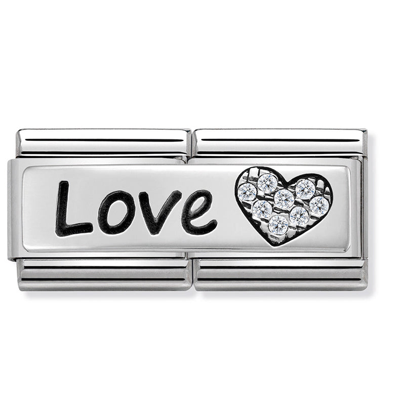NOM-330731 05 COMP Classic DOUBLE SYMBOLS st/steel, CZ & silver 925 (Love & Heart)