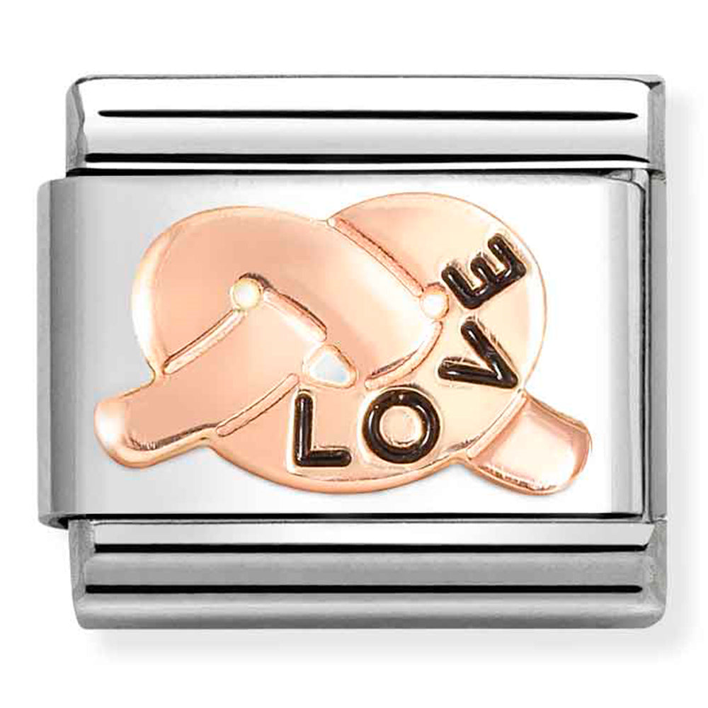 NOM 430202 35 COMP Classic SYMBOLS steel, enamel and 9k rose gold LOVE knot