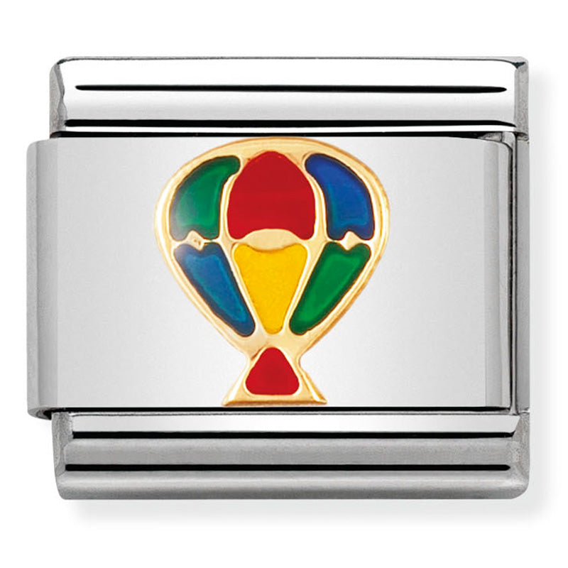 NOM-030210 07 COMP Classic TECH st/steel, enamel & 18ct gold (Hot Air Balloon)