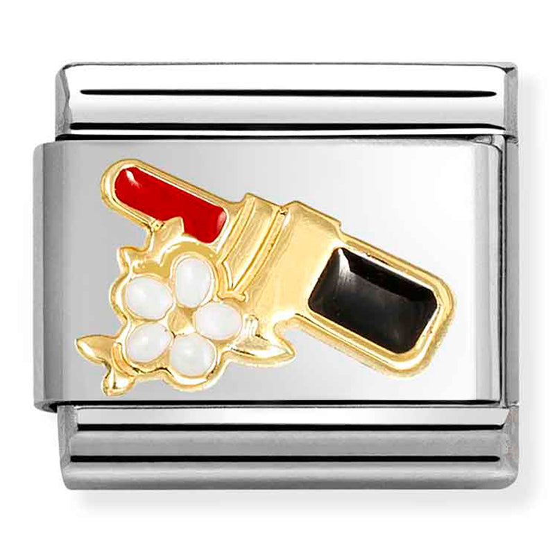 NOM 030272 96 COMP Classic SYMBOLS steel, enamel and 18k gold Lipstick RED with flower