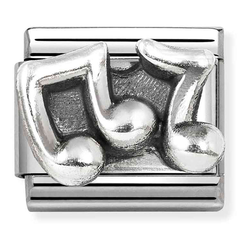 NOM 330101 86 COMP Classic OXIDISED SYMBOLS in st,steel and 925 sterling silver Musical notes