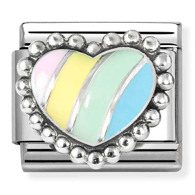 NOM 330204 37 COMP Classic SYMBOLS in st/steel, enamel & 925 sterling silver Multicolor raised heart