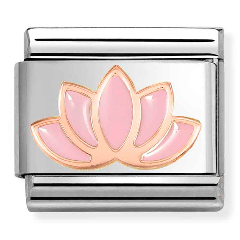 NOM 430202 44 COMP Classic SYMBOLS steel, enamel & 9k rose gold Pink lotus flower