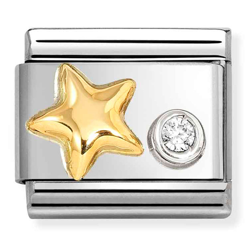 NOM 630301 01 COMP Classic SYMBOLS steel, 18k gold, 925 silver & CZ Raised Star white cz