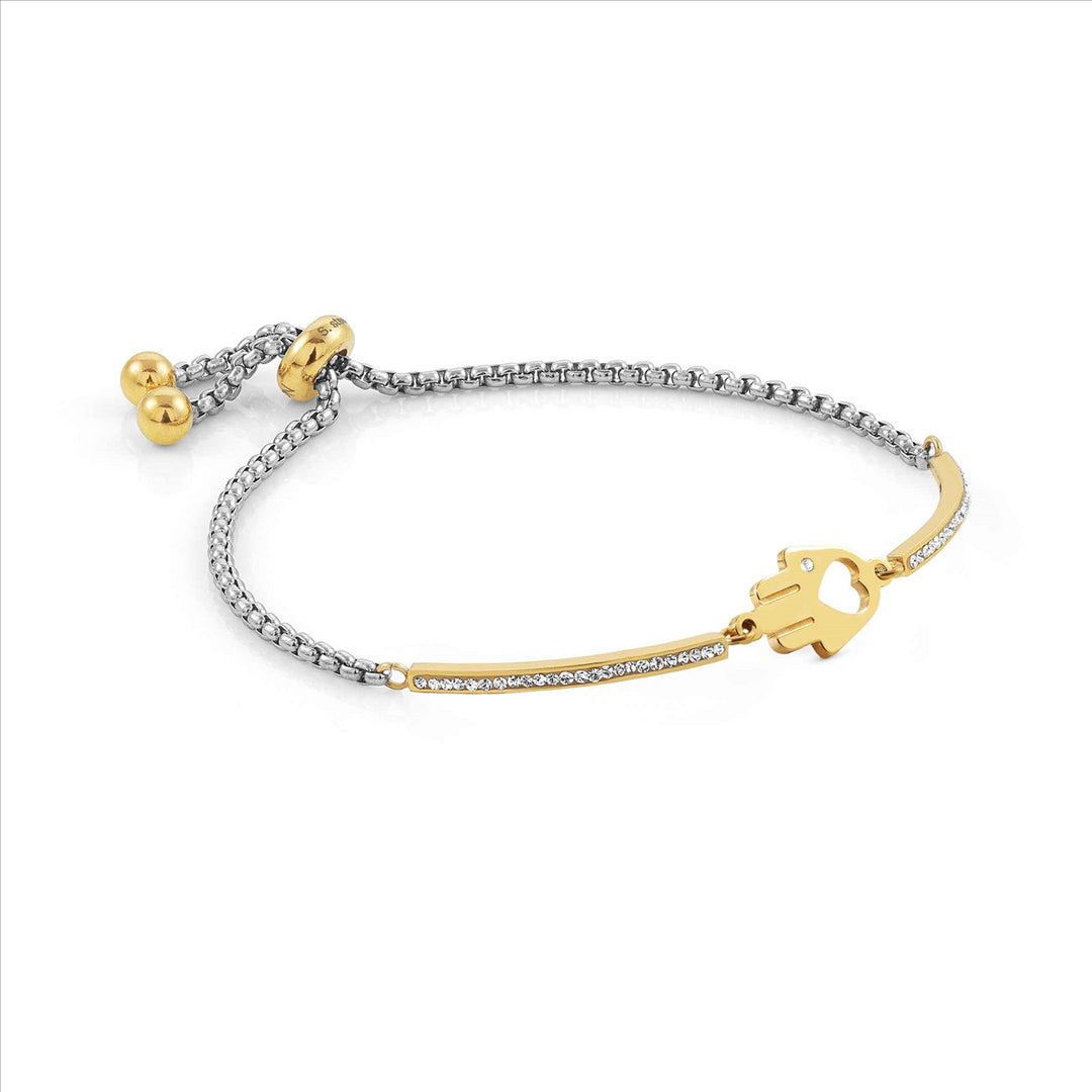 NOM-028006 001 MILLELUCI bracelet in steel and cubic zirconia GOLD RICH (Hand of Fatima)