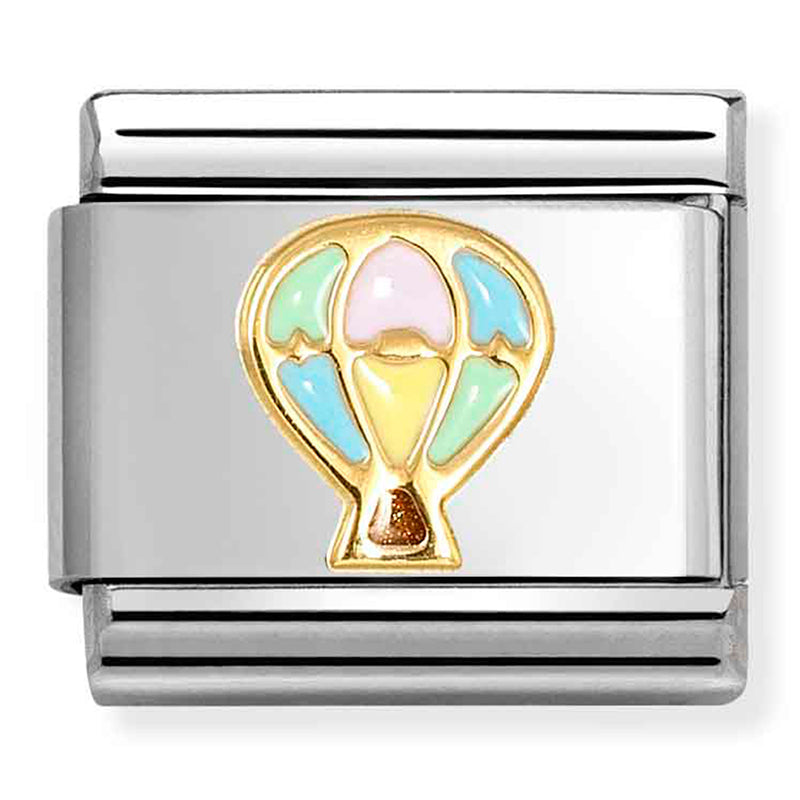 NOM 030285 66 COMP Classic SYMBOLS steel, enamel and 18k gold Hot air balloon Pastel Multicolour (03028566)
